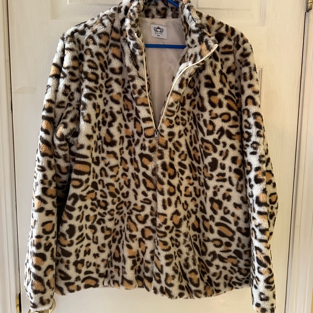 Katydid Leopard Print Teddy lightweight jacket